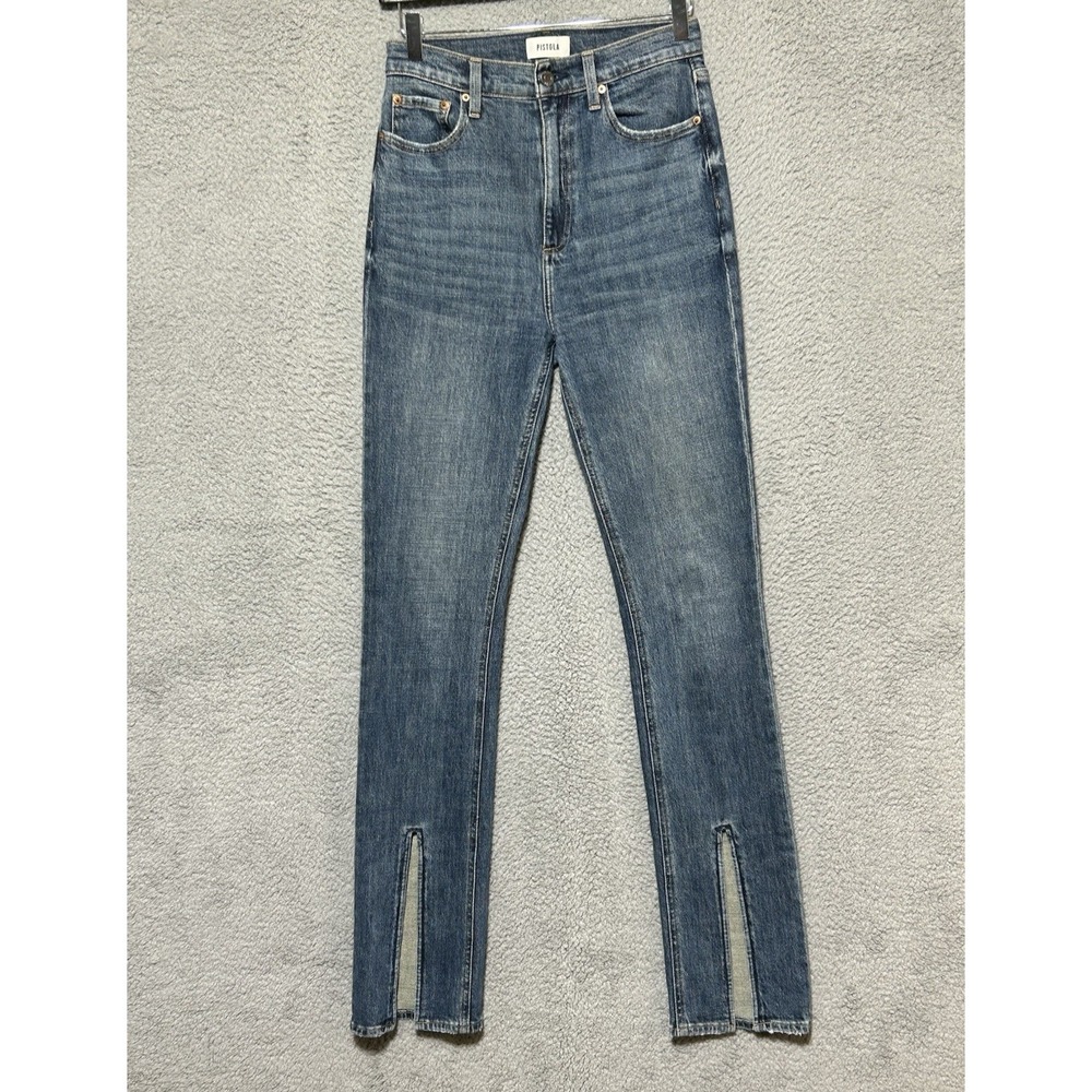 Pistola Wilow Split Hem High Rise Straight Jeans Womens 26 Blue Stretch Luxury